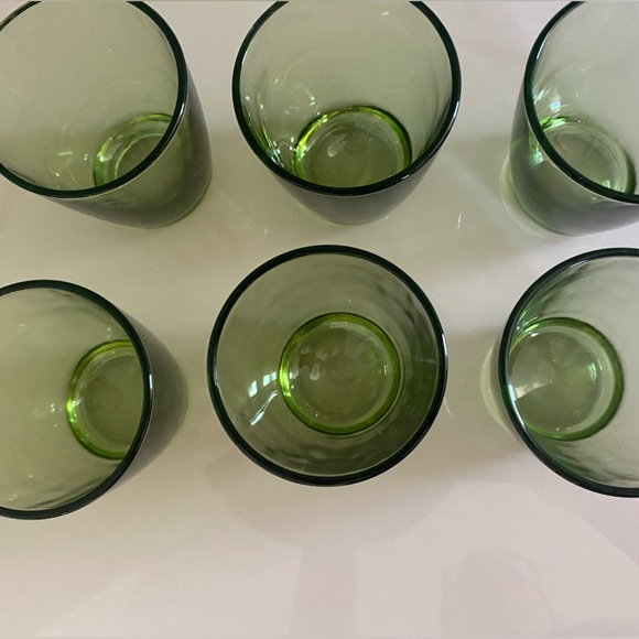 Set of Six Vintage Mid Century Modern Green Small Drinking Glasses - Picture 7 of 12